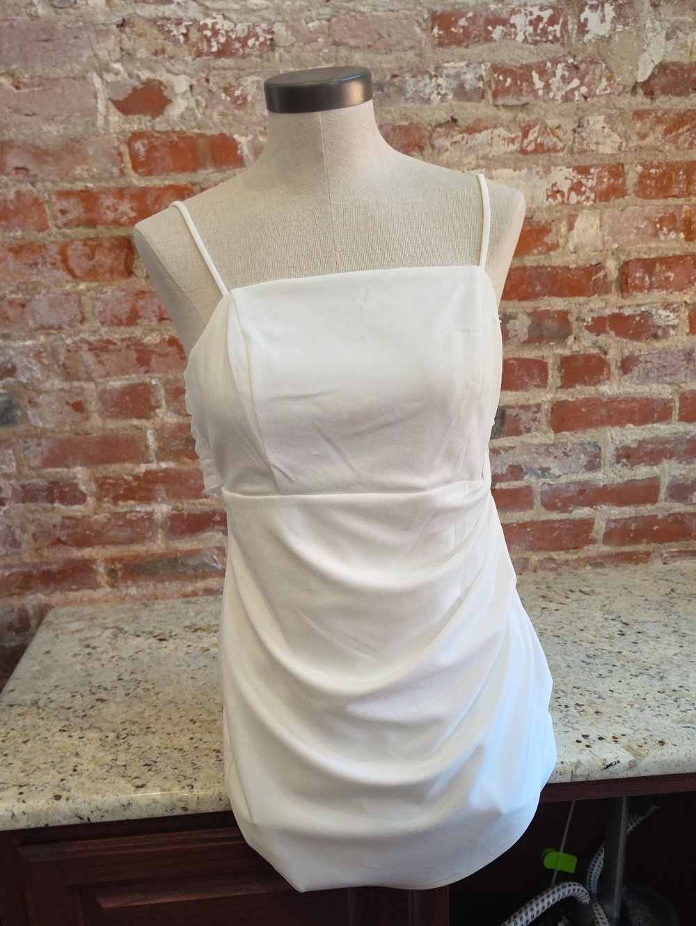 Crystal Doll White Spaghetti Strap Mini Dress